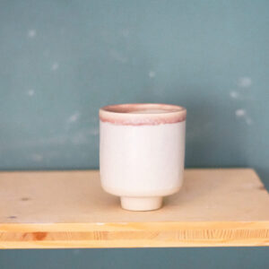 Tasse KAPPU PM - blanc mat, liseré rose